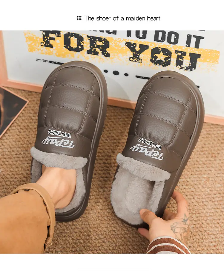 Cotton Slippers Men's Winter New Home Room Thickened Warm Men's Casual Half Pack Waterproof Wear-resistant Cotton Shoes — feature 10