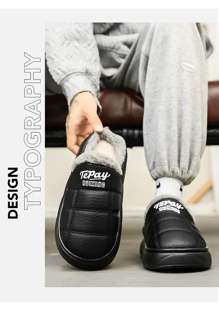Cotton Slippers Men's Winter New Home Room Thickened Warm Men's Casual Half Pack Waterproof Wear-resistant Cotton Shoes — feature 11