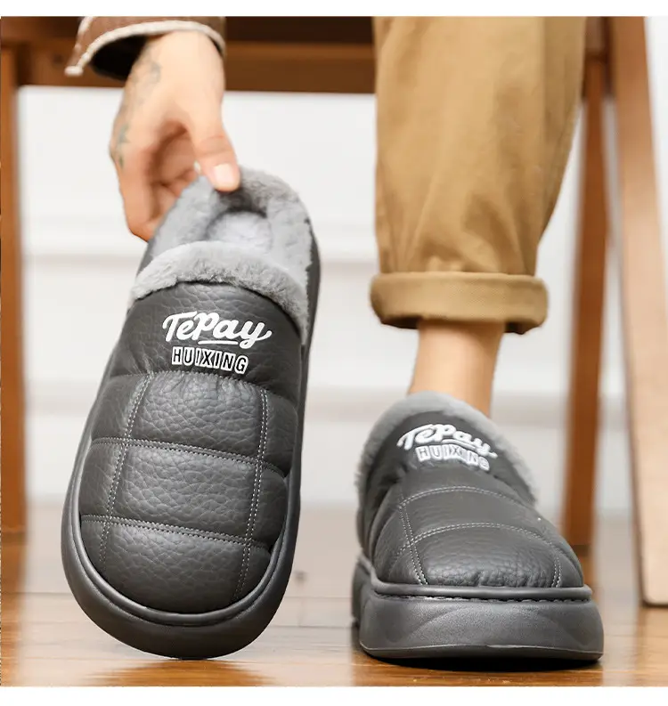 Cotton Slippers Men's Winter New Home Room Thickened Warm Men's Casual Half Pack Waterproof Wear-resistant Cotton Shoes — feature 16