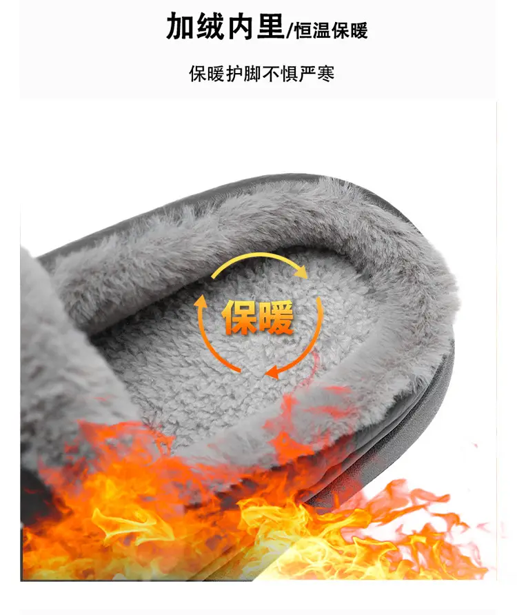 Cotton Slippers Men's Winter New Home Room Thickened Warm Men's Casual Half Pack Waterproof Wear-resistant Cotton Shoes — feature 6