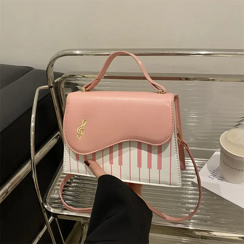 Women's Embroidered Piano Bag Brown Leather Shoulder Crossbody - Image 8
