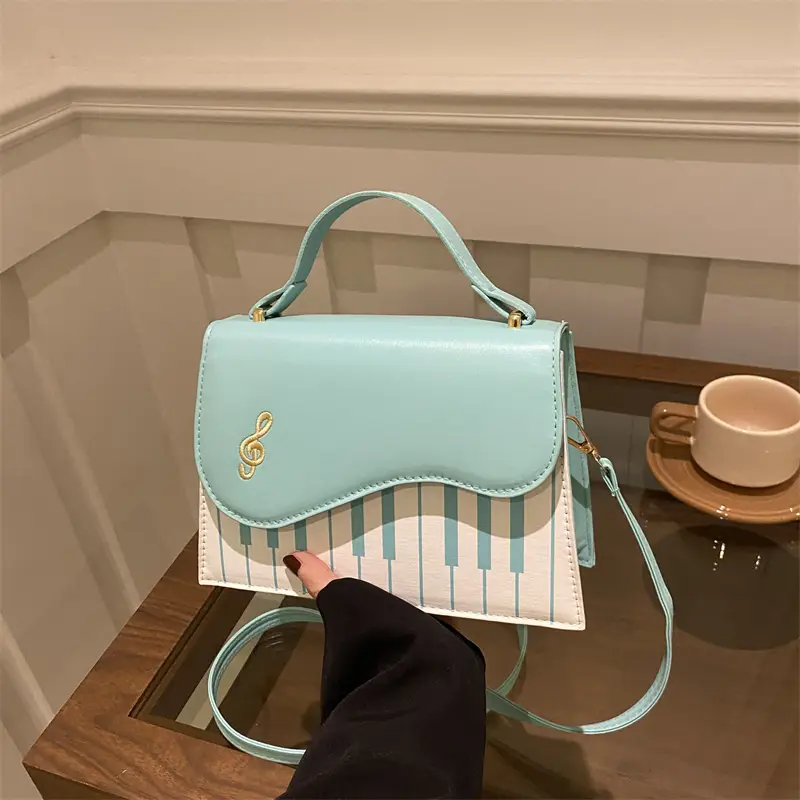 Women's Embroidered Piano Bag Brown Leather Shoulder Crossbody - Image 9