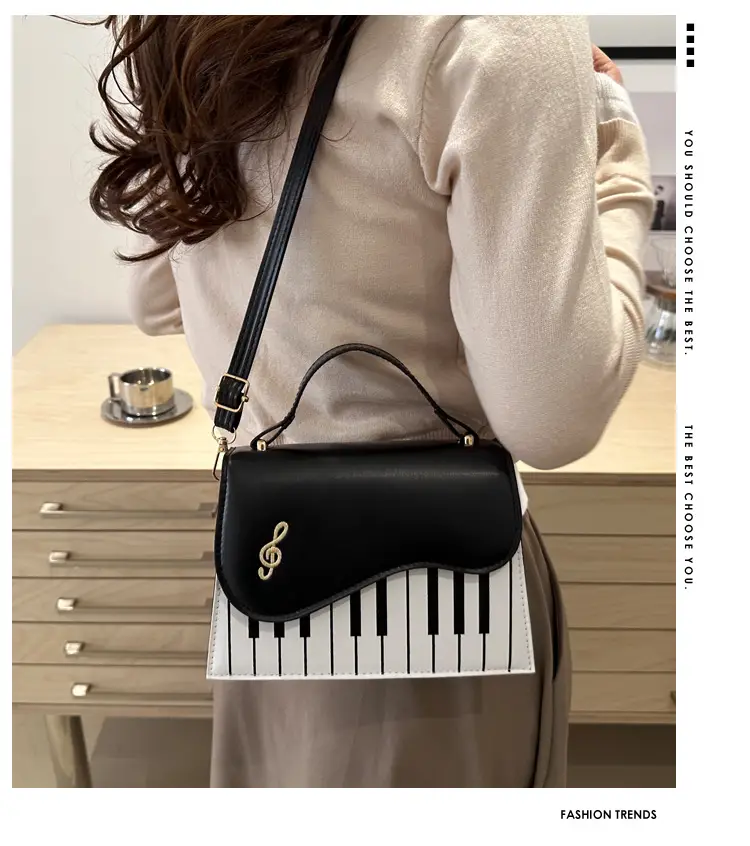 Women's Embroidered Piano Bag Brown Leather Shoulder Crossbody — feature 1