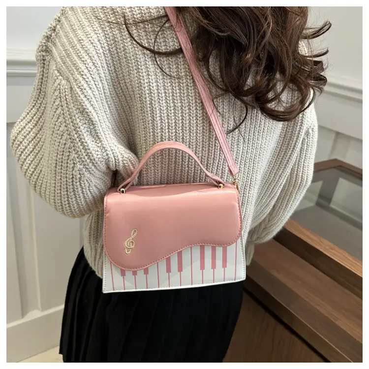 Women's Embroidered Piano Bag Brown Leather Shoulder Crossbody — feature 15
