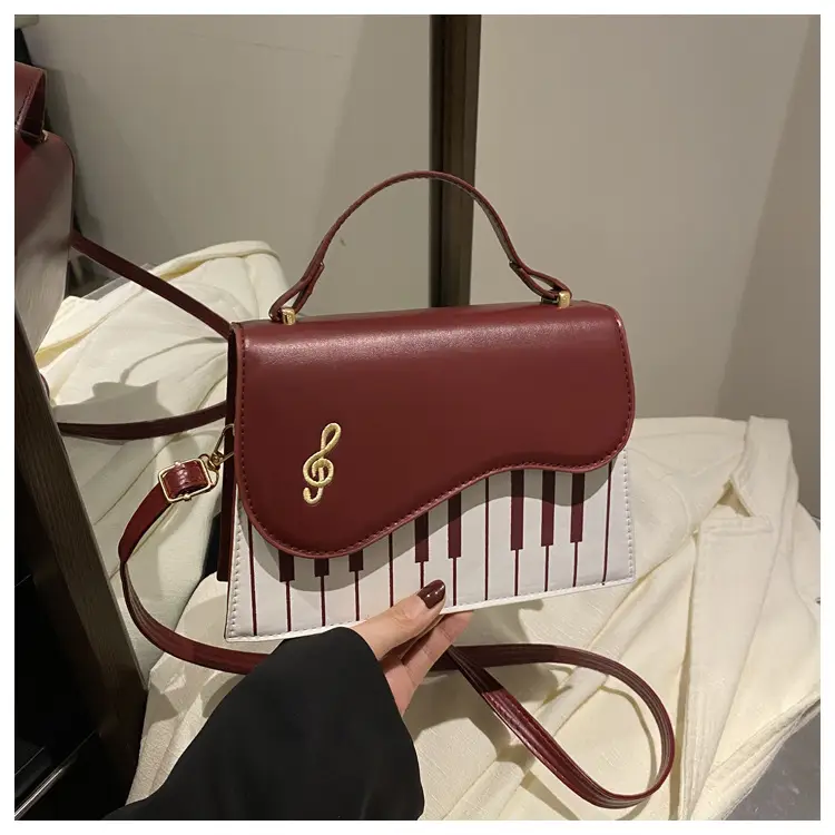 Women's Embroidered Piano Bag Brown Leather Shoulder Crossbody — feature 20