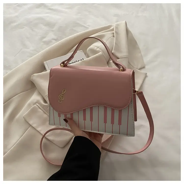 Women's Embroidered Piano Bag Brown Leather Shoulder Crossbody - Image 5