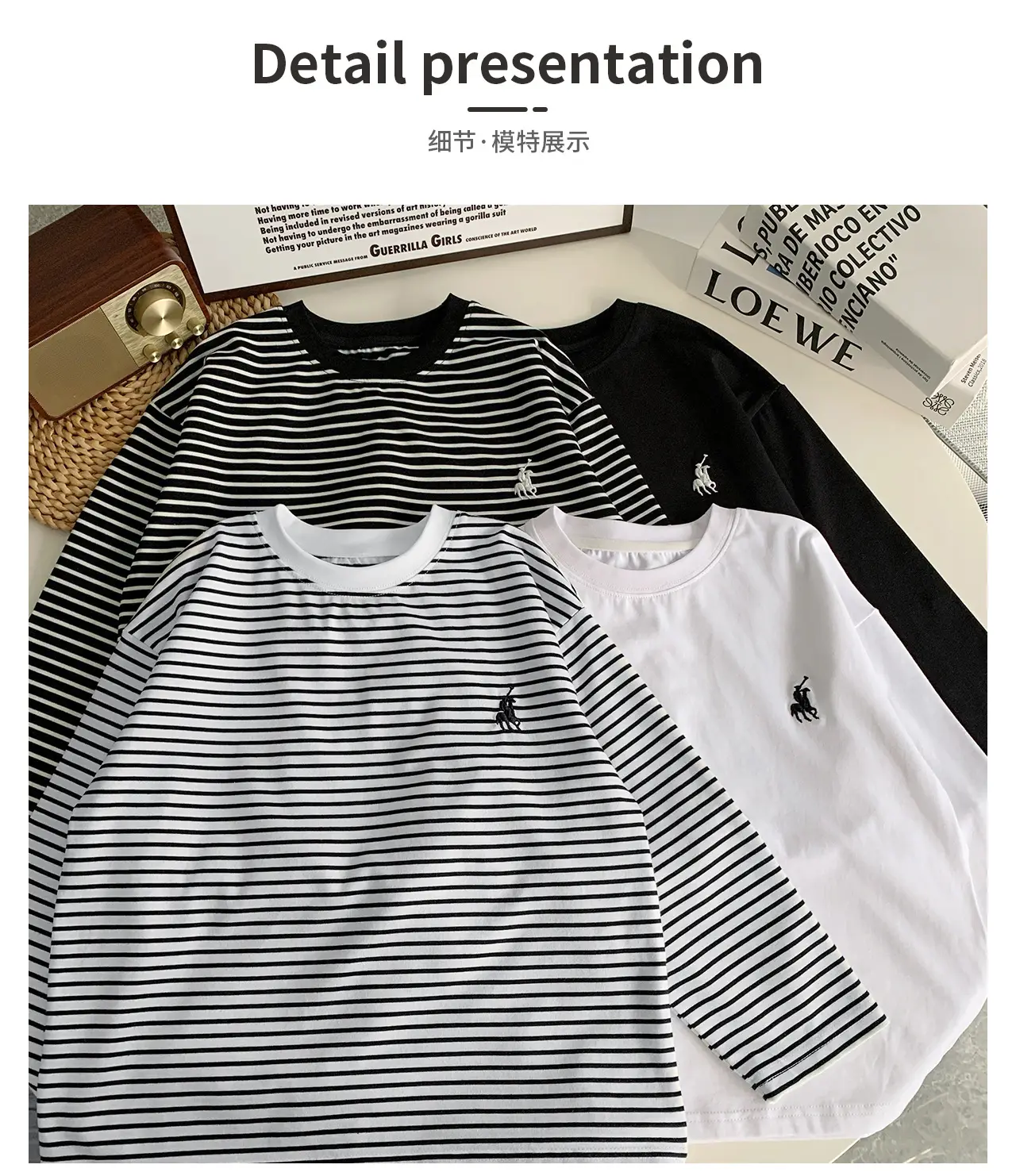 Tongku 2026 Boys T-Shirt Striped Round Neck Embroidered — feature 10