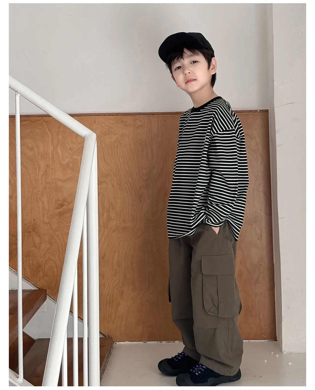 Tongku 2026 Boys T-Shirt Striped Round Neck Embroidered — feature 13