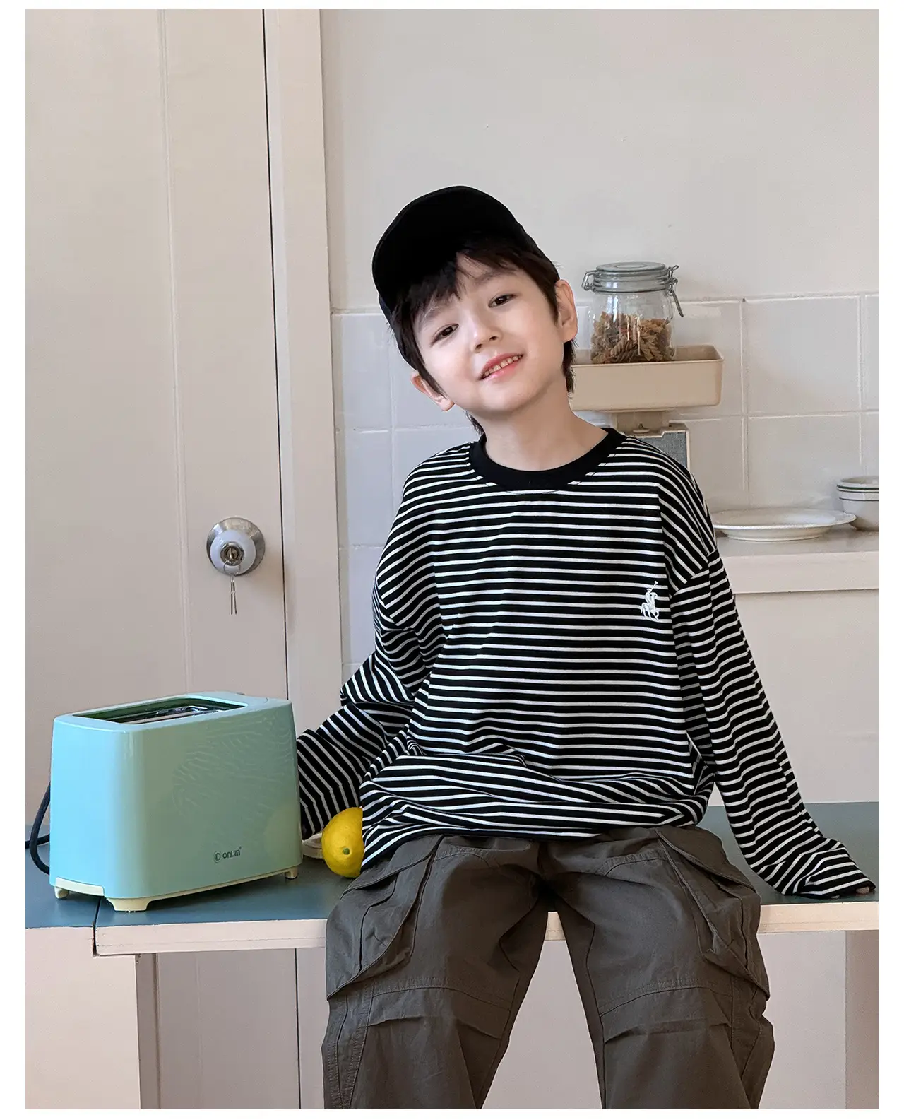 Tongku 2026 Boys T-Shirt Striped Round Neck Embroidered — feature 14