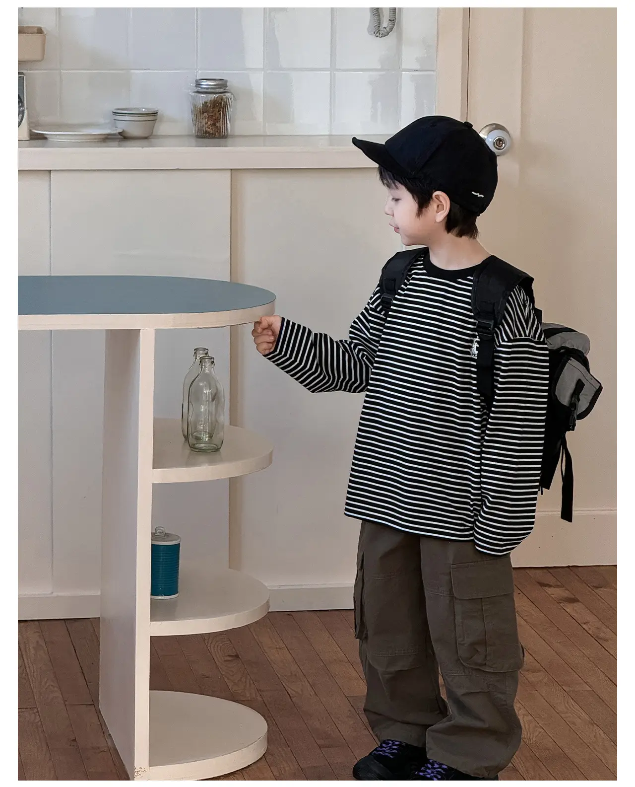 Tongku 2026 Boys T-Shirt Striped Round Neck Embroidered — feature 17
