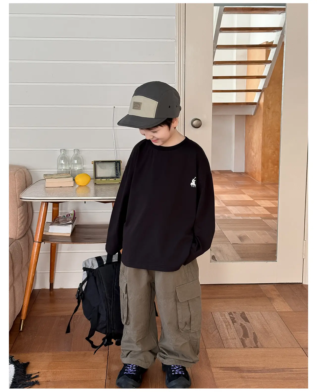 Tongku 2026 Boys T-Shirt Striped Round Neck Embroidered — feature 20