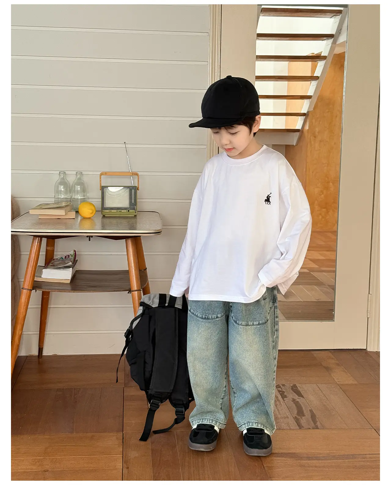 Tongku 2026 Boys T-Shirt Striped Round Neck Embroidered — feature 31