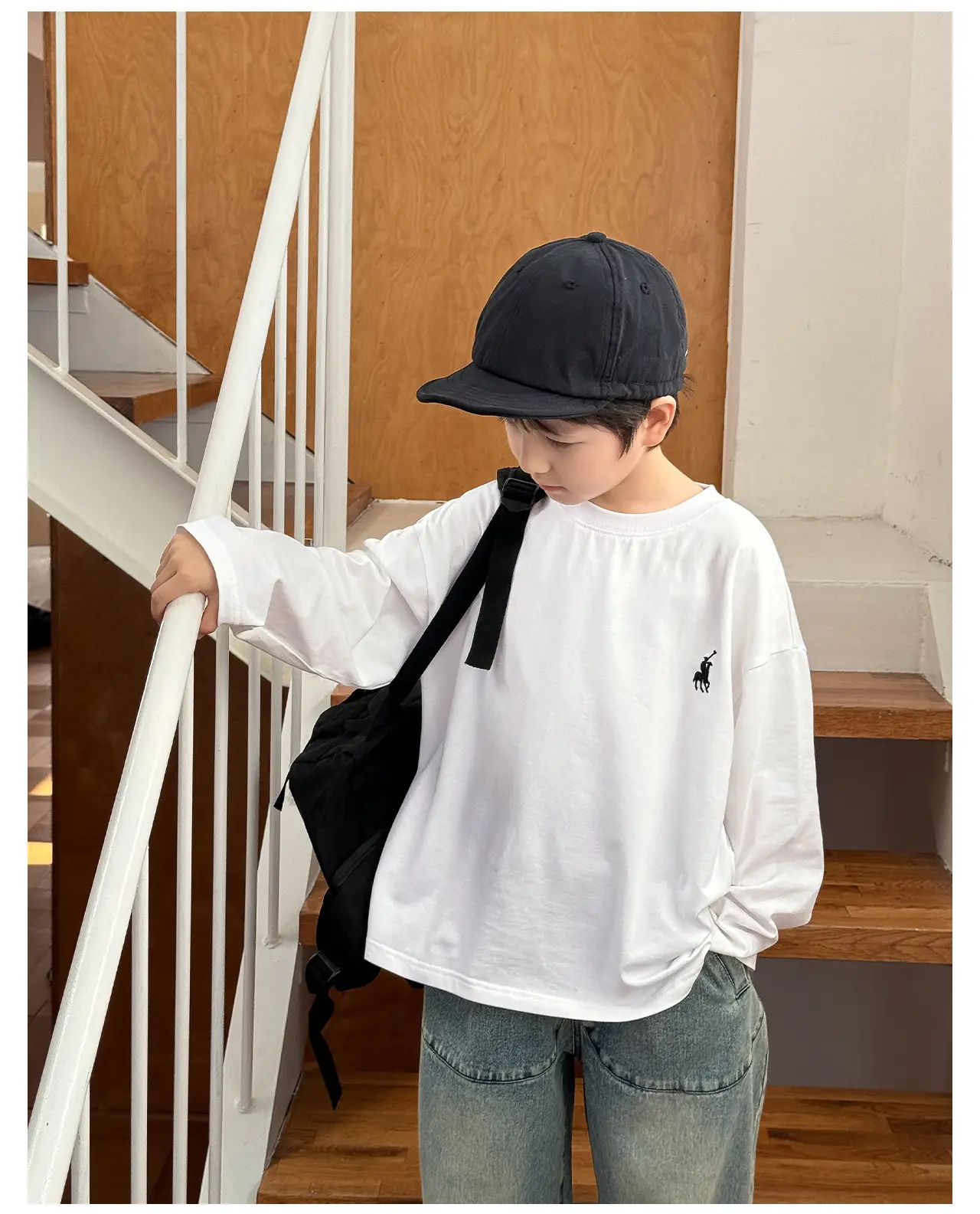 Tongku 2026 Boys T-Shirt Striped Round Neck Embroidered — feature 32