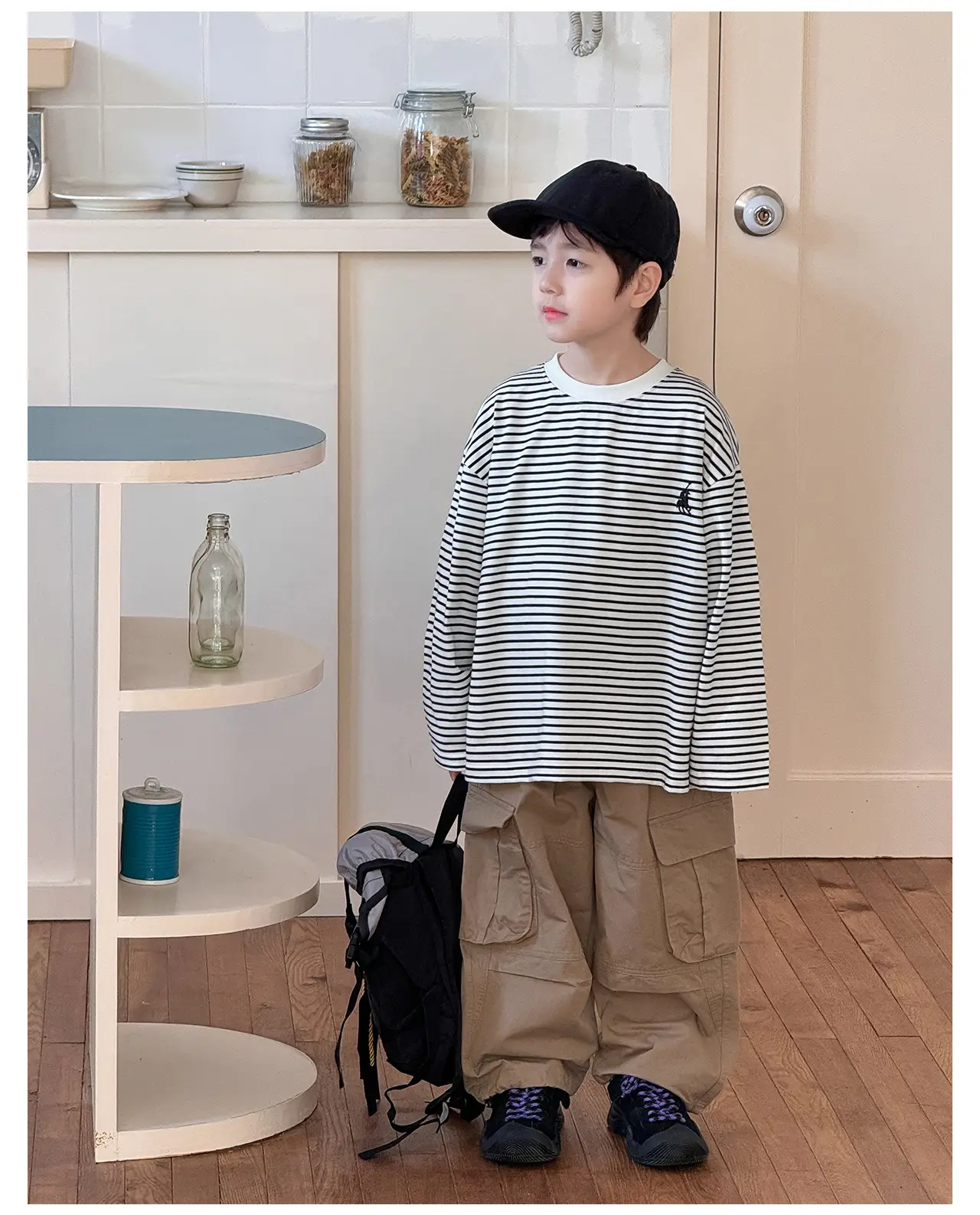 Tongku 2026 Boys T-Shirt Striped Round Neck Embroidered — feature 33