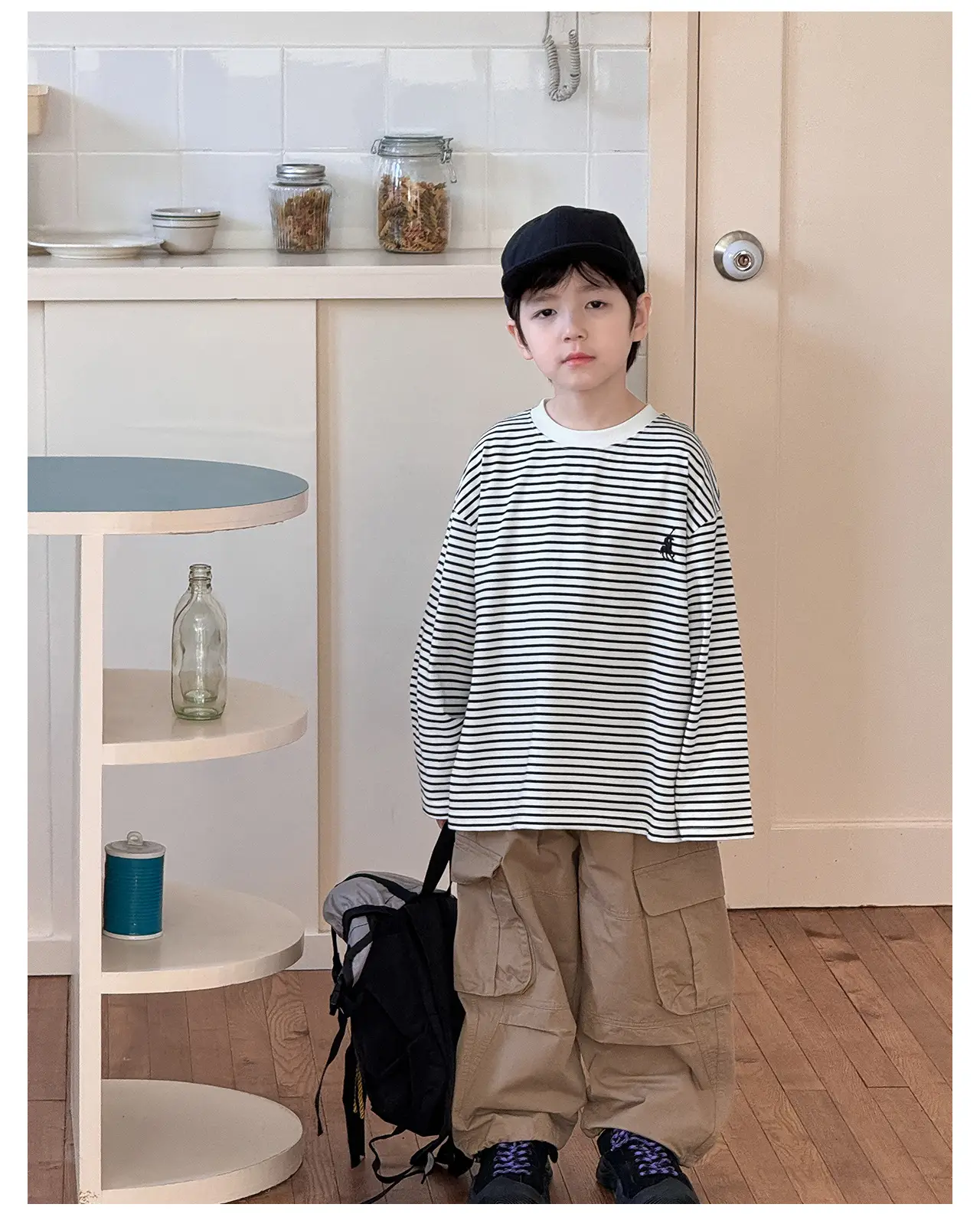Tongku 2026 Boys T-Shirt Striped Round Neck Embroidered — feature 34