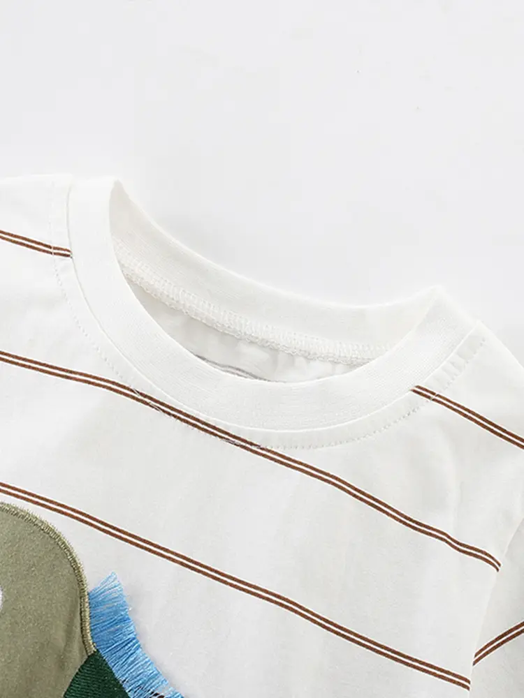 White Striped T-Shirt for Boys Summer Wear - Image 3
