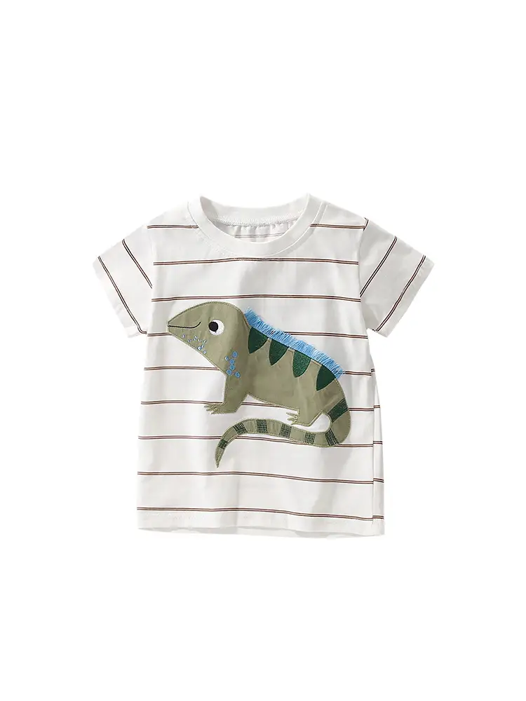 White Striped T-Shirt for Boys Summer Wear - Image 6