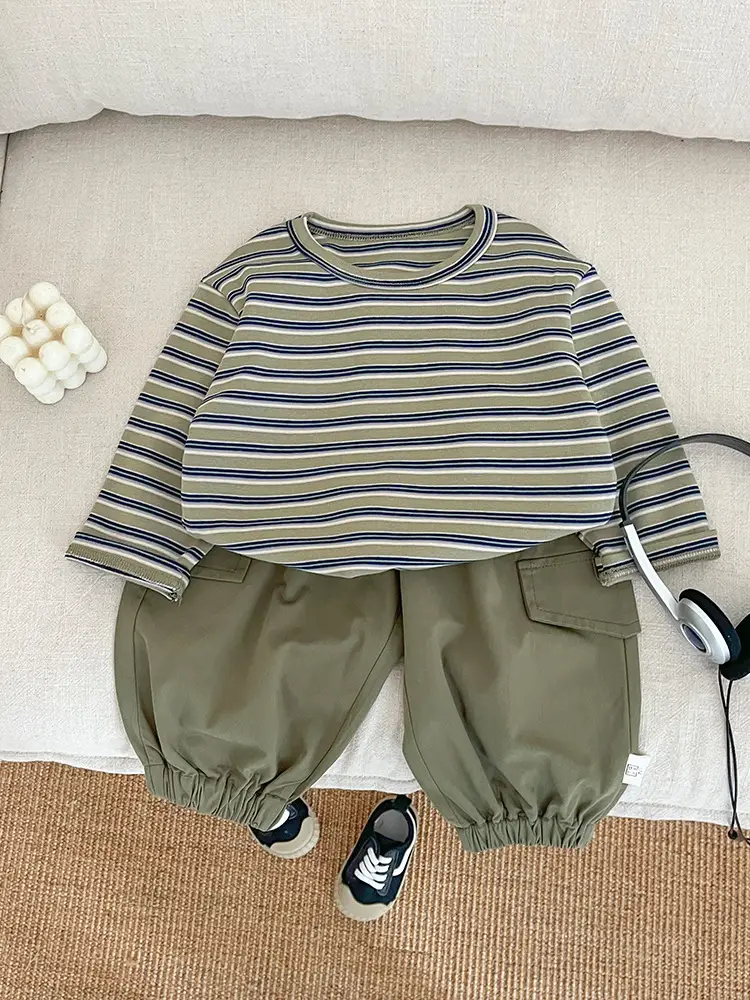 Boys Striped Long Sleeve T-Shirt All-match Base - Image 5