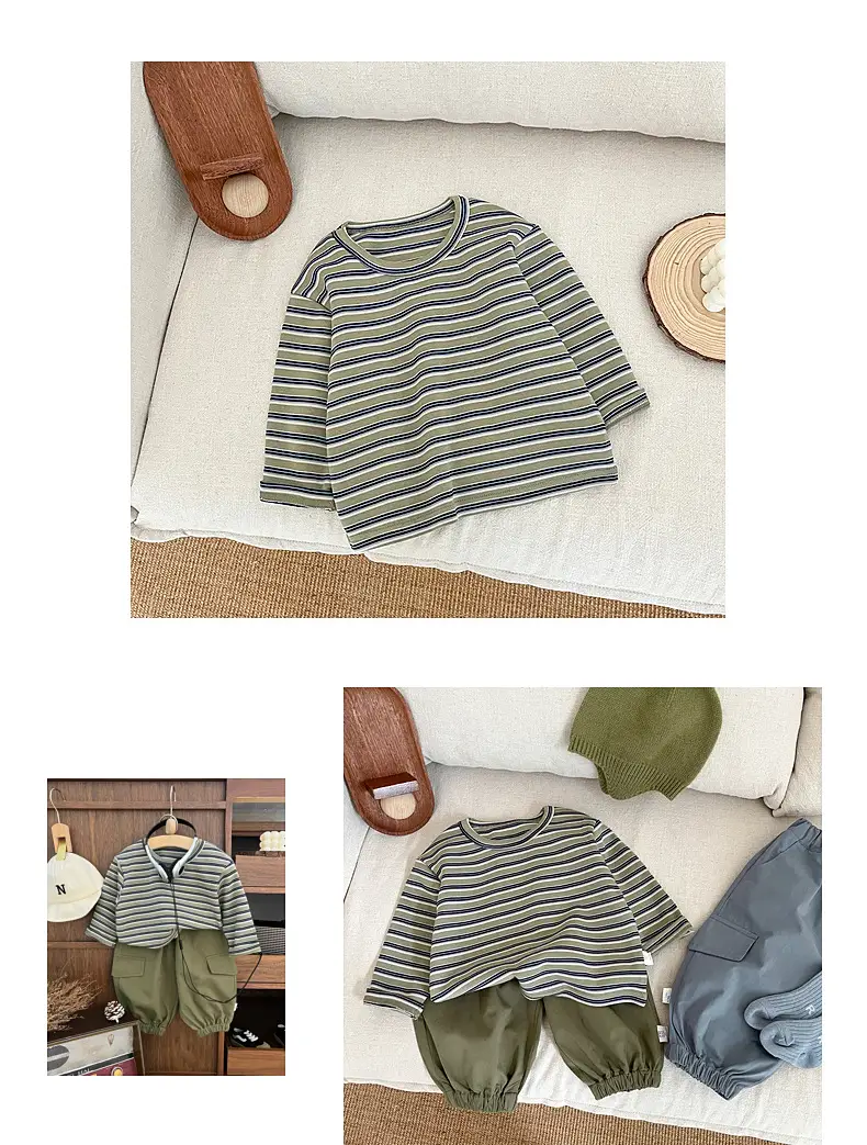 Boys Striped Long Sleeve T-Shirt All-match Base — feature 7