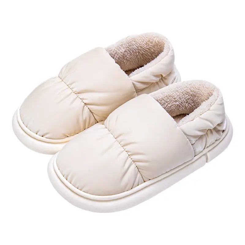 Men's Cotton Slippers, Men's Winter Bags, Home Indoor Warm Waterproof Large Size Woolen Cotton Shoes, Women's Autumn and Winter