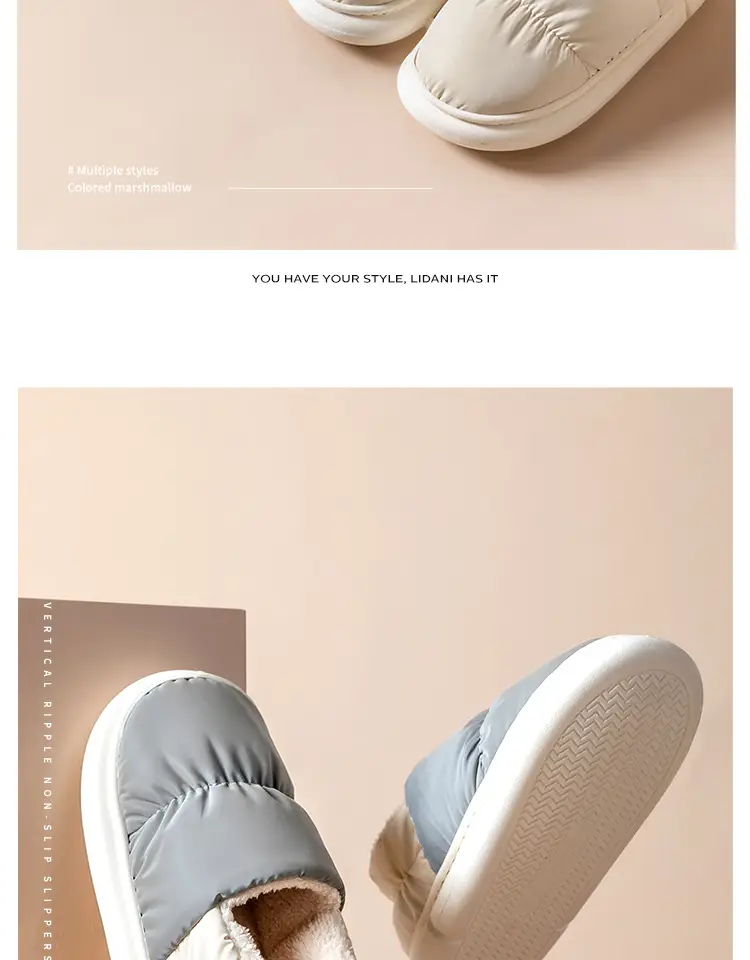 Men's Cotton Slippers, Men's Winter Bags, Home Indoor Warm Waterproof Large Size Woolen Cotton Shoes, Women's Autumn and Winter — feature 20