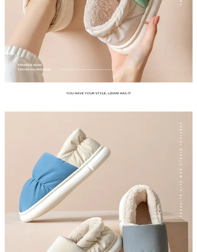 Men's Cotton Slippers, Men's Winter Bags, Home Indoor Warm Waterproof Large Size Woolen Cotton Shoes, Women's Autumn and Winter — feature 22