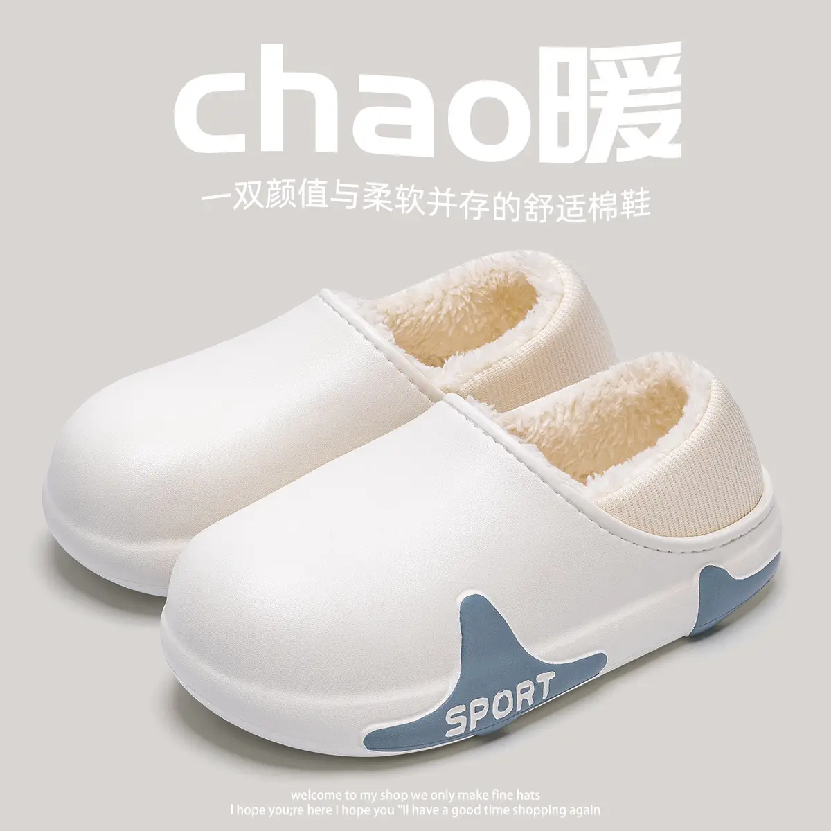 Waterproof Cotton Slippers for Men Winter Indoor Warm Non-Slip