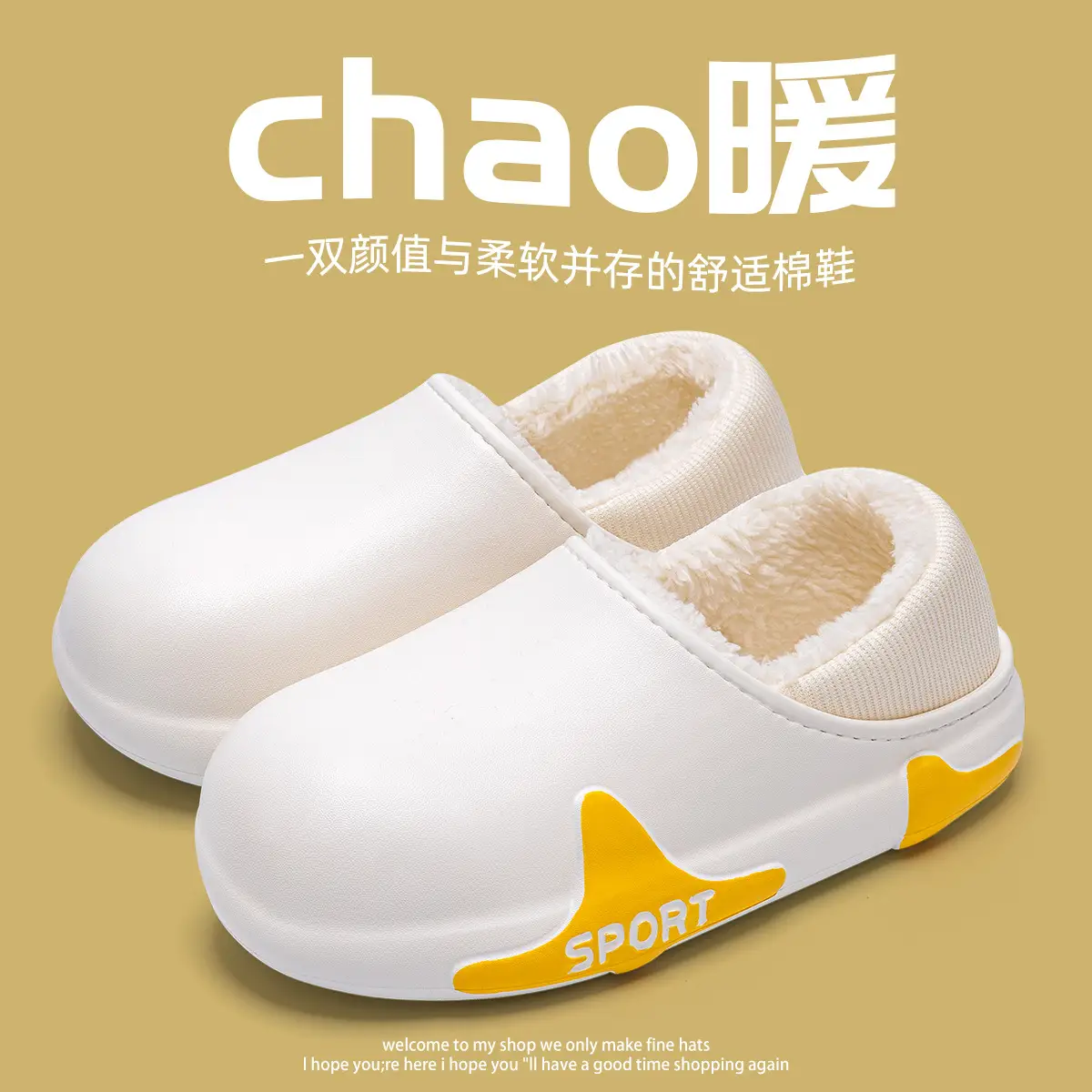 Waterproof Cotton Slippers for Men Winter Indoor Warm Non-Slip