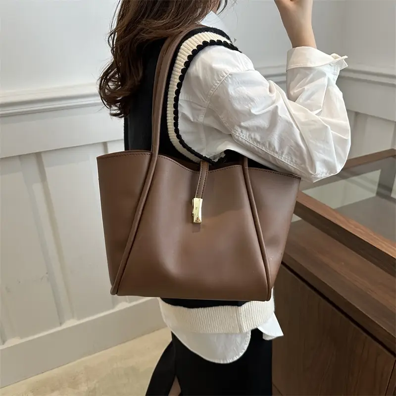 Black Leather Tote Bag for Women 2024 New Arrival