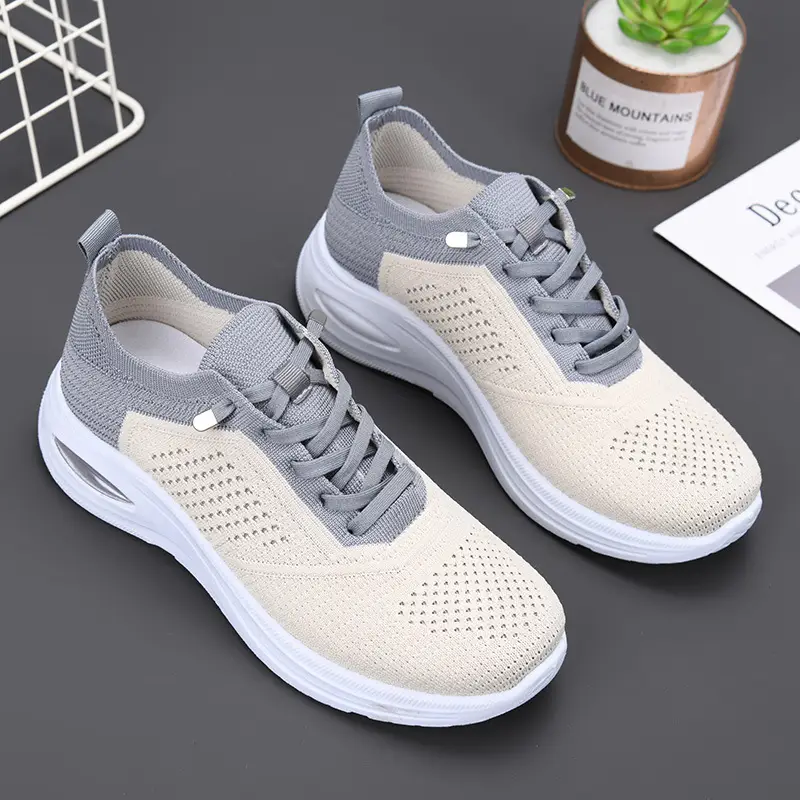 Shoes Women's 2025 New Foreign Trade Women's Shoes Casual Lace-up Socks Subnet Shoes Soft Sole sneaker Women - Image 2
