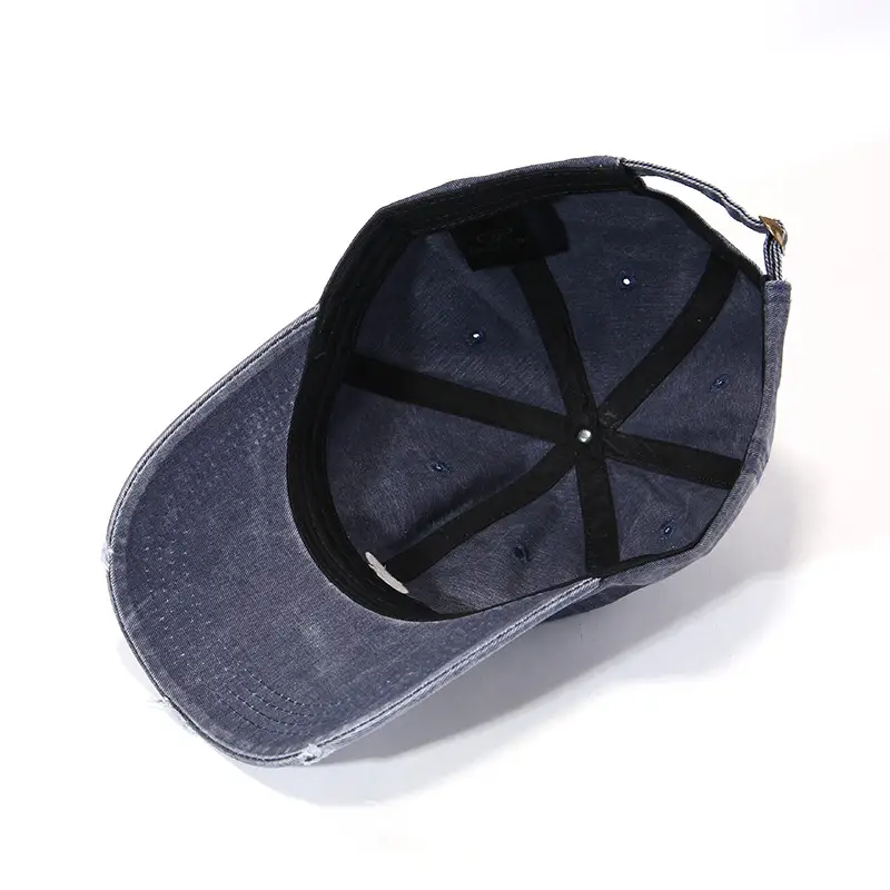 Washed Hole Baseball Cap Men Embroidered Letter Sun Hat - Image 12