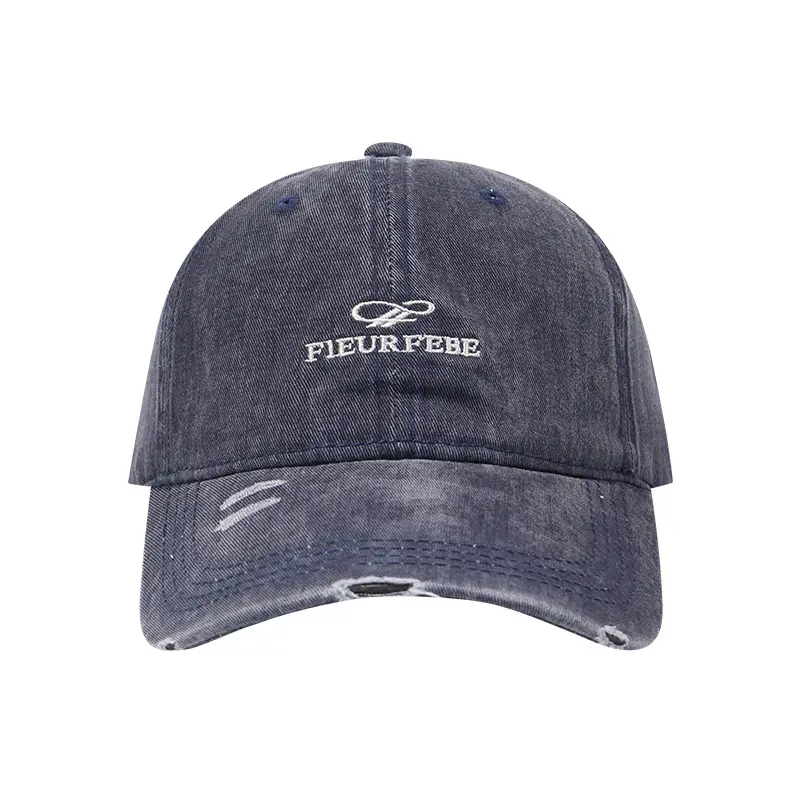 Washed Hole Baseball Cap Men Embroidered Letter Sun Hat - Image 13