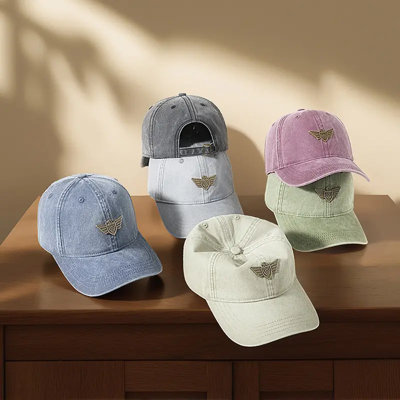 Men's Wash Cotton Retro Sun Hat with Wing Embroidery - Image 9