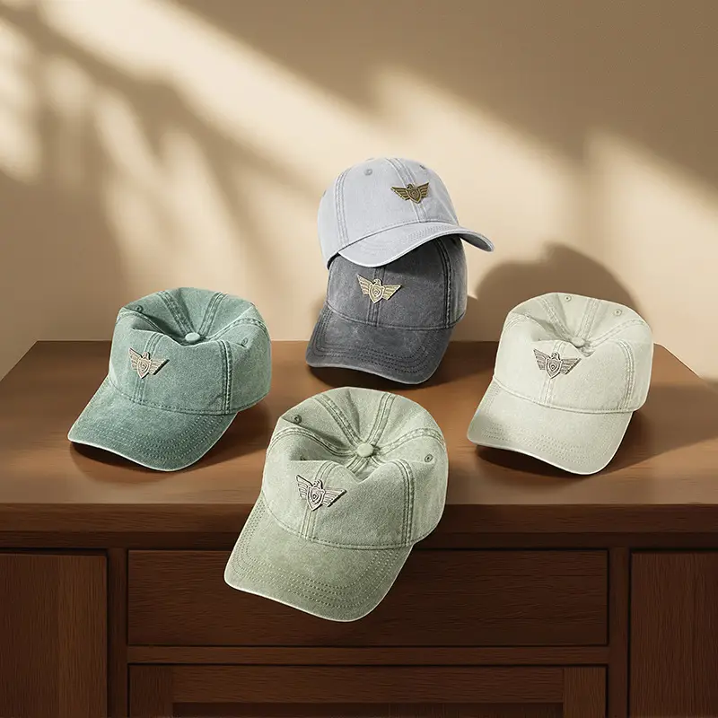 Men's Wash Cotton Retro Sun Hat with Wing Embroidery - Image 10