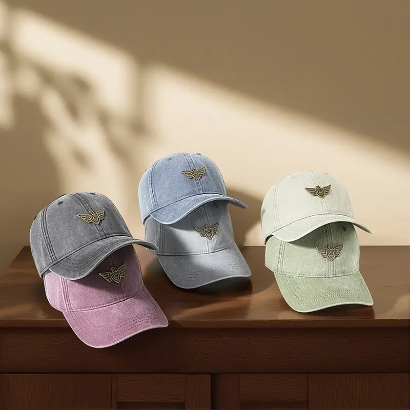 Men's Wash Cotton Retro Sun Hat with Wing Embroidery - Image 11