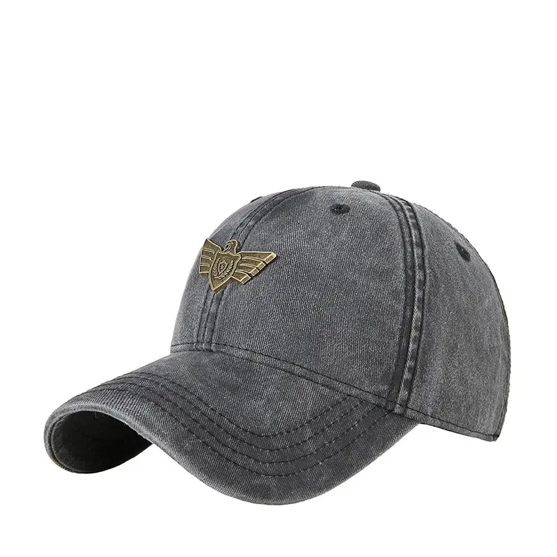 Men's Wash Cotton Retro Sun Hat with Wing Embroidery - Image 12