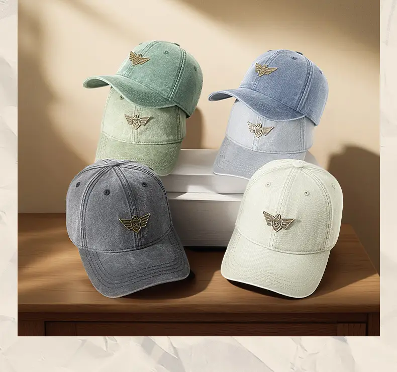 Men's Wash Cotton Retro Sun Hat with Wing Embroidery — feature 11