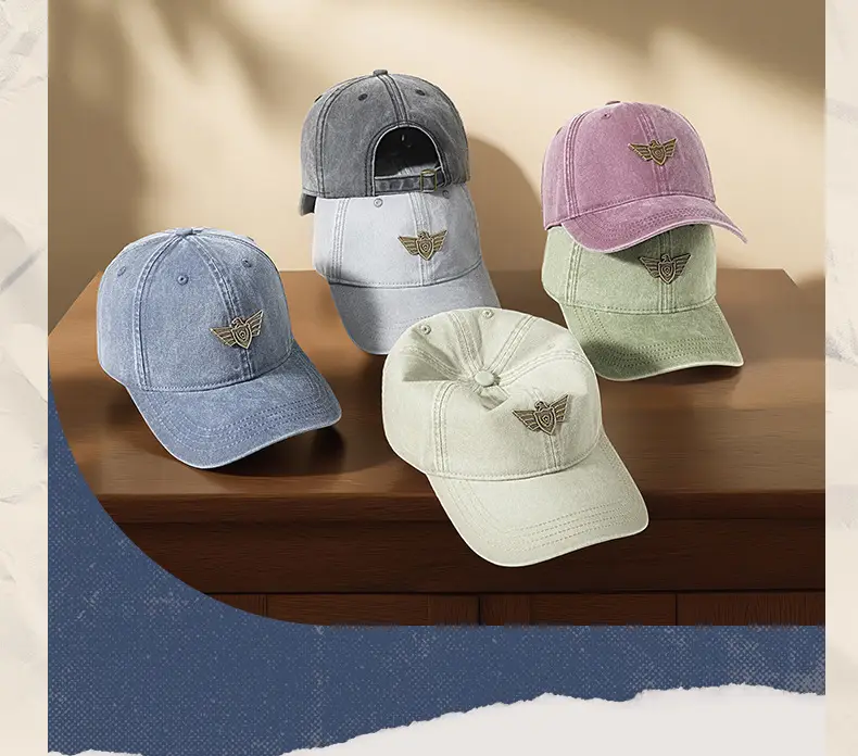 Men's Wash Cotton Retro Sun Hat with Wing Embroidery — feature 15