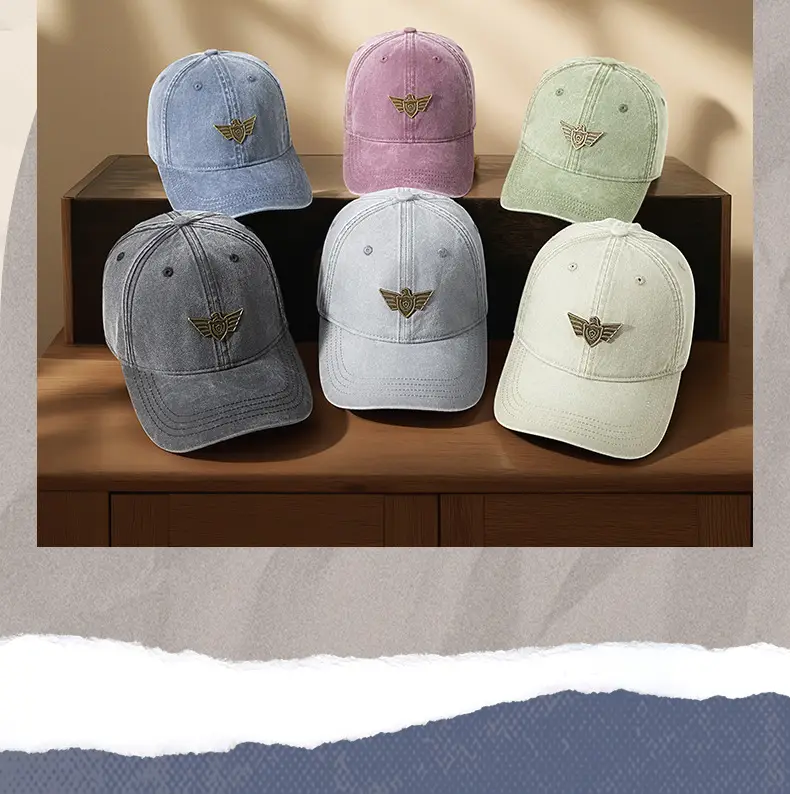 Men's Wash Cotton Retro Sun Hat with Wing Embroidery — feature 28