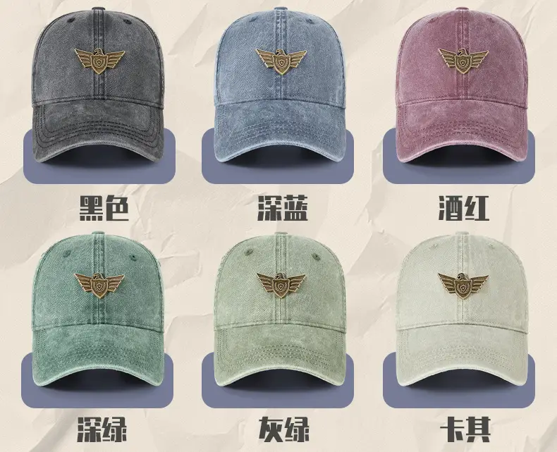 Men's Wash Cotton Retro Sun Hat with Wing Embroidery — feature 31