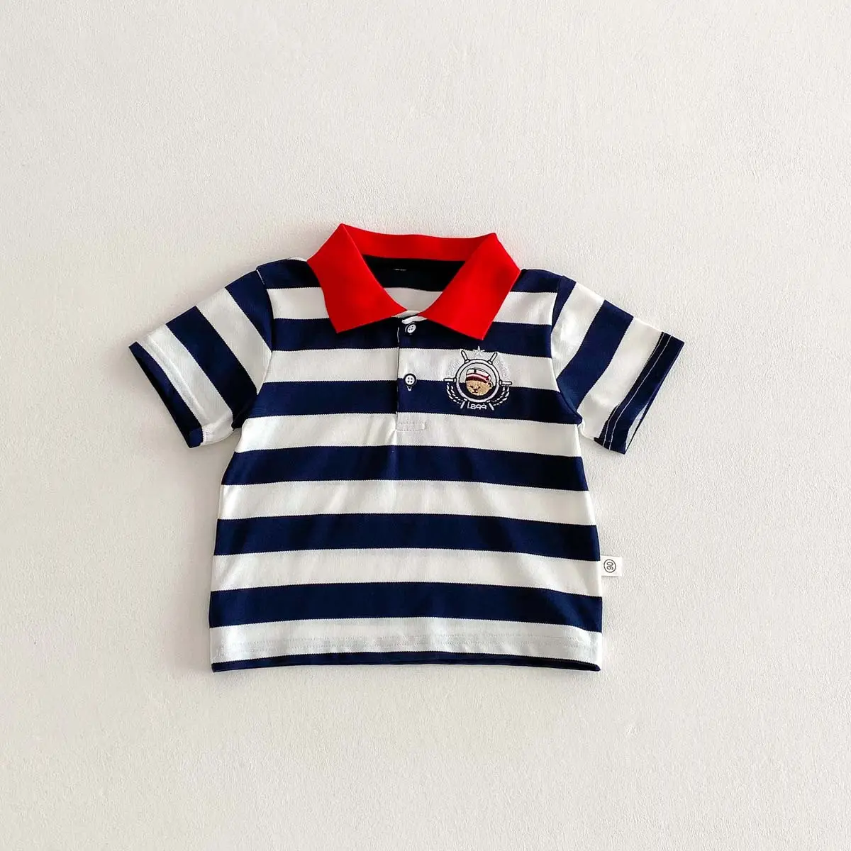 New Boys Striped Polo Top Red Collar Summer — feature 10
