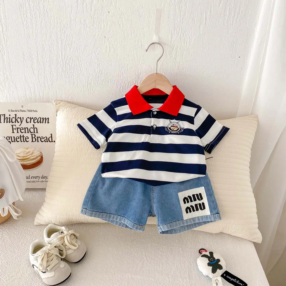 New Boys Striped Polo Top Red Collar Summer — feature 2