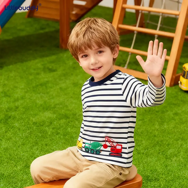 Cross-Border Boys Long Sleeve Striped T-Shirt 2025 - Image 2