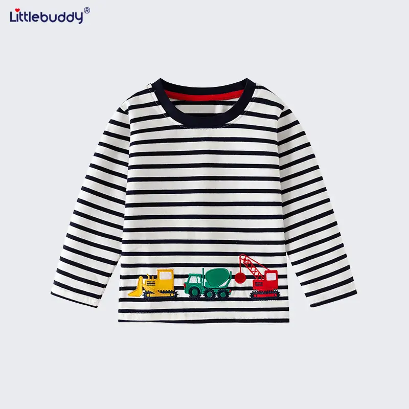 Cross-Border Boys Long Sleeve Striped T-Shirt 2025 - Image 4
