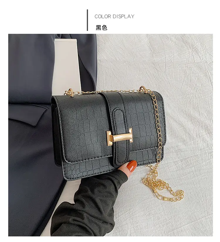 Green Korean Style Shoulder Bag with Gold Chain — feature 14