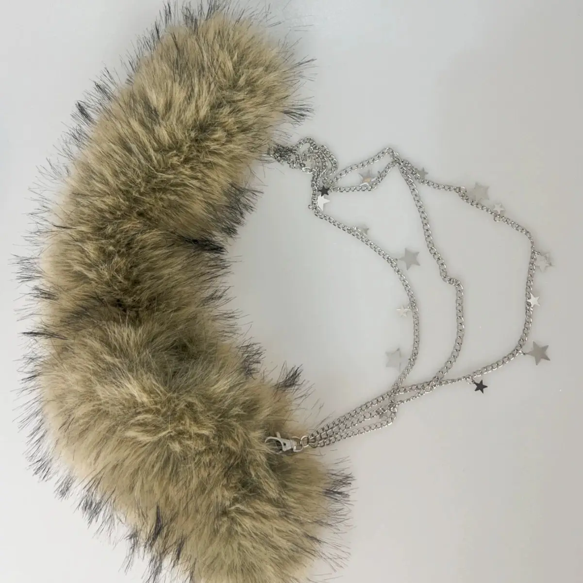 Faux Fur Belt with Rhinestone Buckle for Women - Image 9