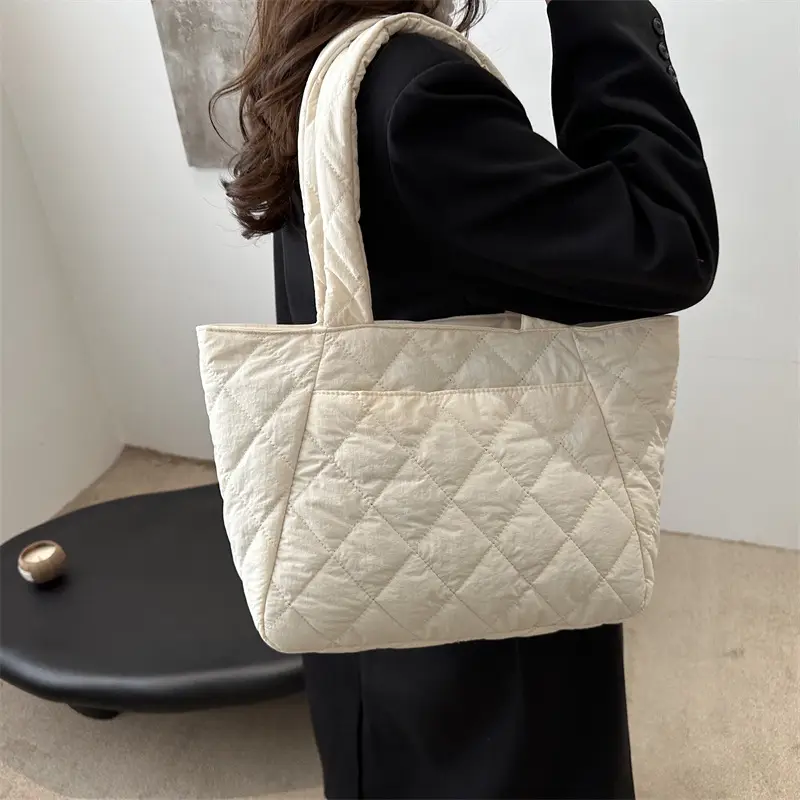 Korean Style Quilted Shoulder Bag Olive Green 2024 - Image 7