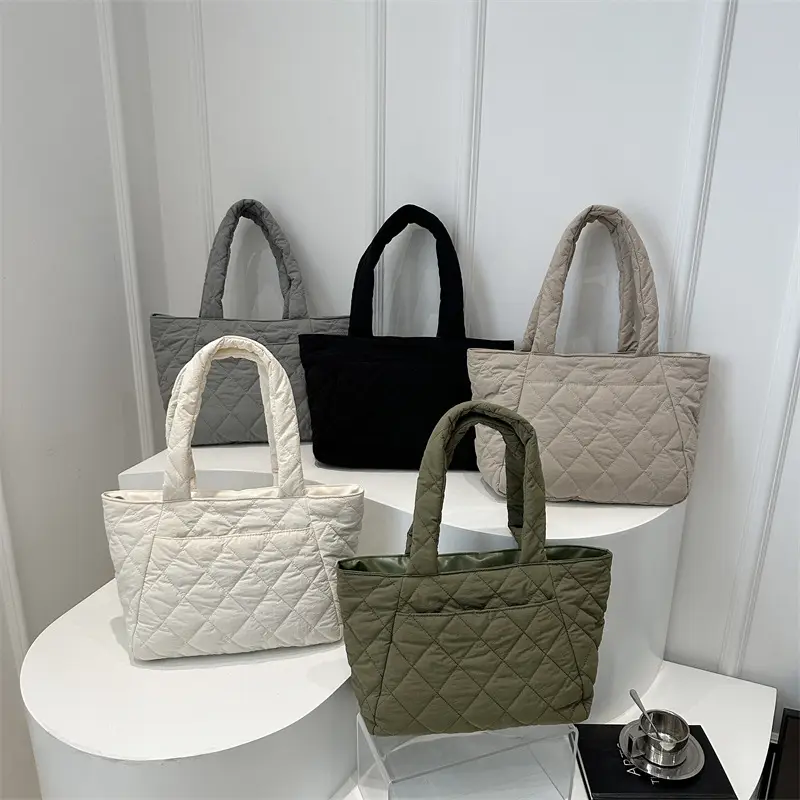 Korean Style Quilted Shoulder Bag Olive Green 2024 - Image 9