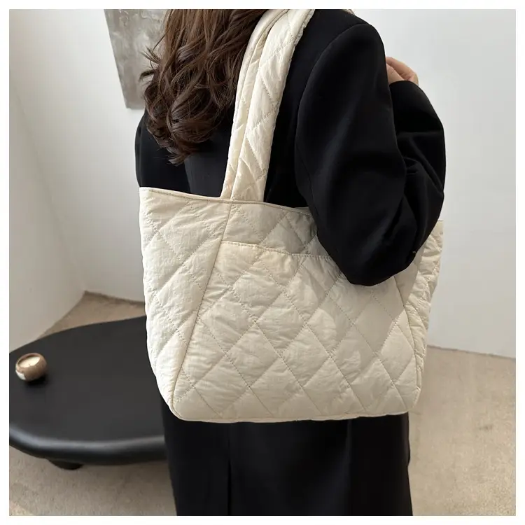 Korean Style Quilted Shoulder Bag Olive Green 2024 — feature 17