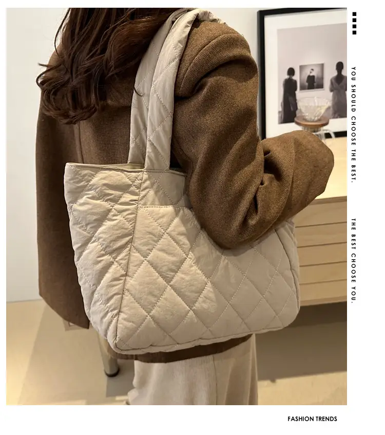 Korean Style Quilted Shoulder Bag Olive Green 2024 — feature 2